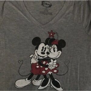 Disney Gray Tee with Mickey and Minnie Design